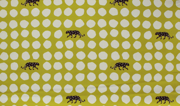 Kokka Echino Cotton Sailcloth Heavyweight Canvas Panther grüngelb/natur (10 cm)